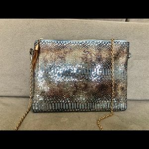 Purse Baby Blue And Sparkling Gold